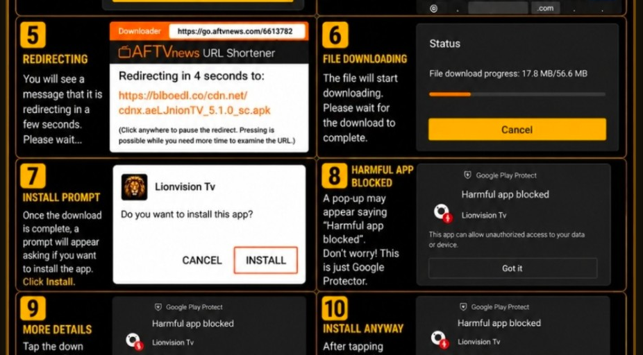 LionVision TV Google Play Protect warning